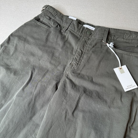 Good American Pants - Good American Women's Wide Leg Flare Fatigue Pants 6/28 Green Stretch NWT